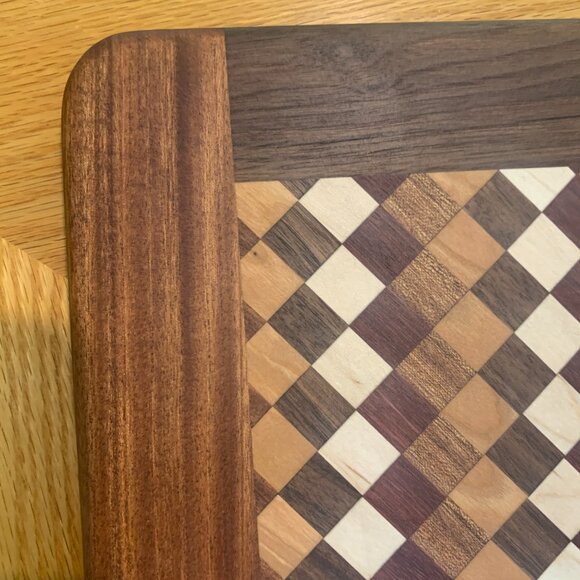 Cutting Board Walnut Sapele Maple Purple Heart Cherry Hardwoods Hand Crafted - Picture 1 of 7